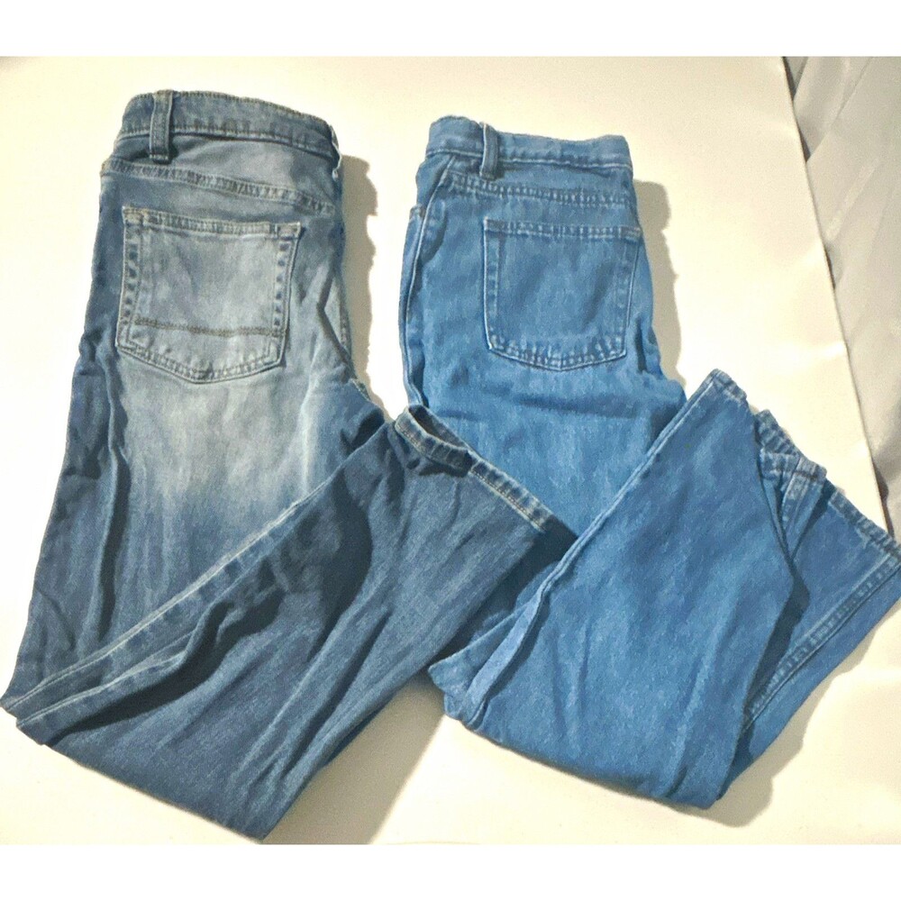 Cat & Jack Boys Relaxed Straight Jeans: Light Wash Blue Denim-Size 12 Stretch